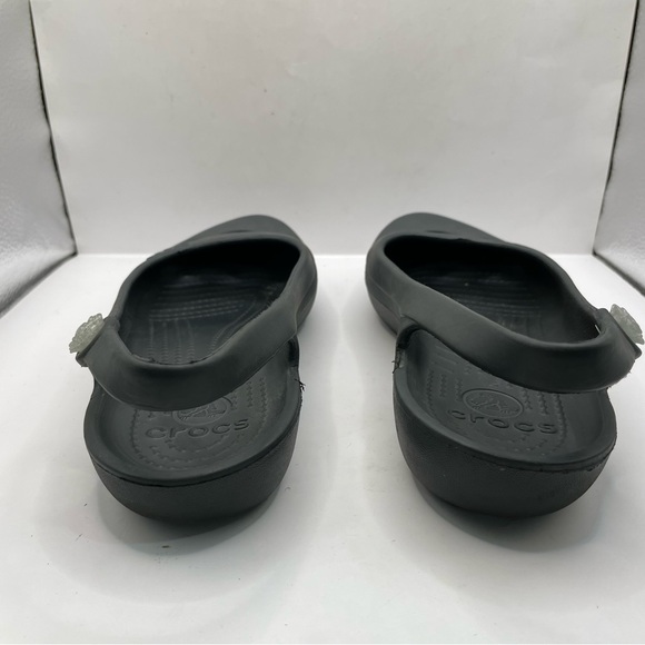 Womens Crocs Skylar US 9 Black Flat Sandals Flower Sling Back Slip On Flats - Picture 3 of 6